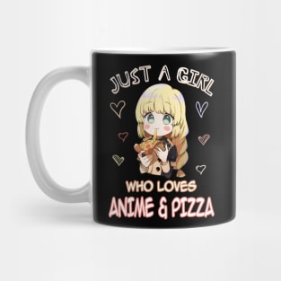 Just A Girl Who Loves Anime Gifts for Teen Girls Anime and Pizza Mug